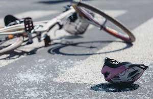 bicycle and helmet on the steet